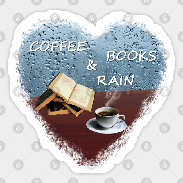 Coffee, books and rain Sticker by Florin Tenica